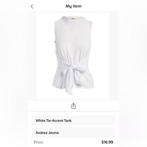 White Tie-Accent Top Large Never Worn